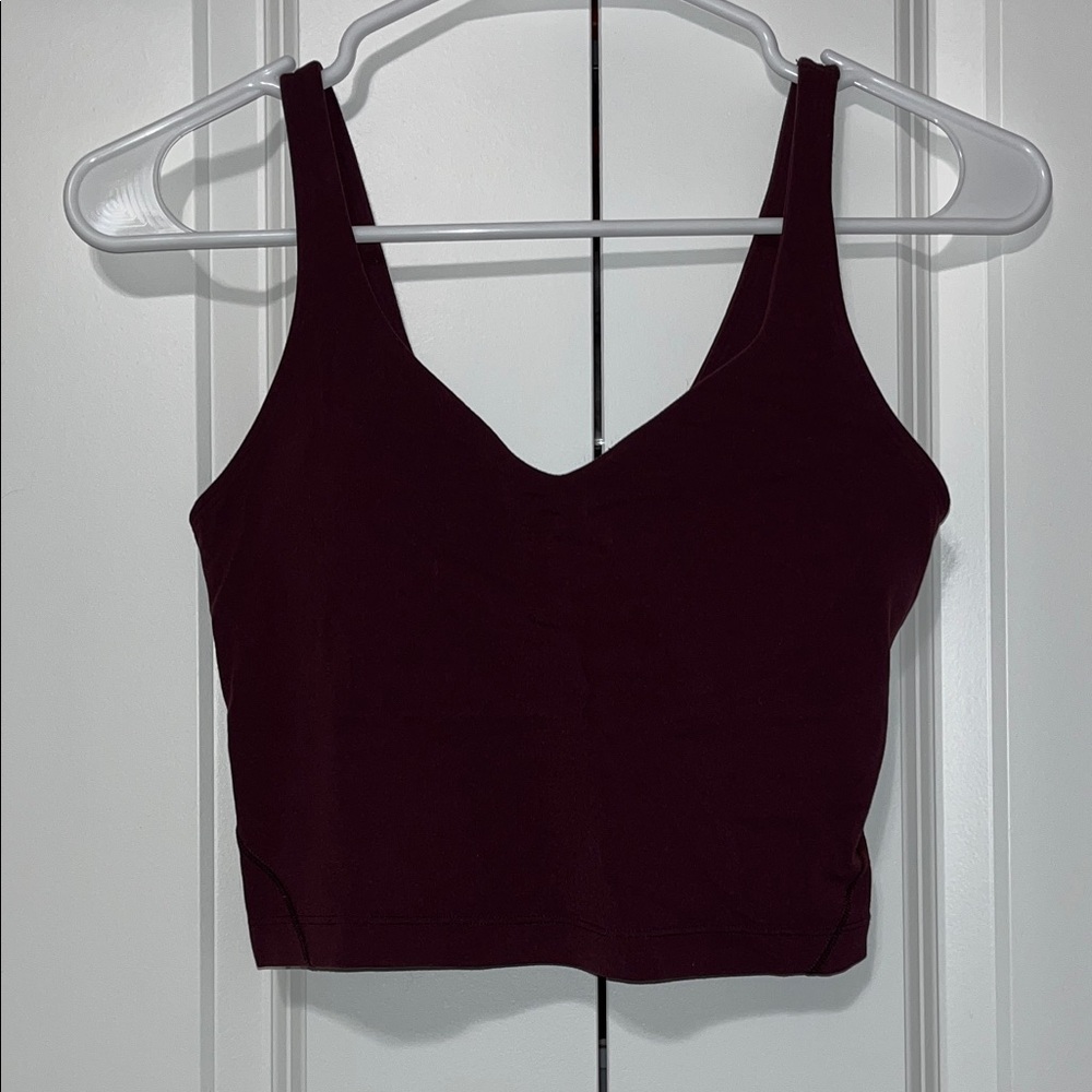 Lululemon Athletica V-Neck Burgundy Crop Top